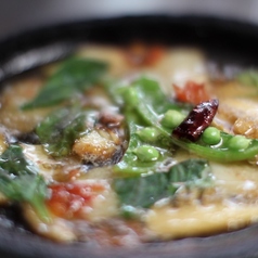 タイラギ貝とタケノコのアヒージョ