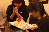 全コース＋５００円追加ならデザートがホールケーキにチェンジ！！できる範囲でメッセージお書きしますよ☆☆頑張れ～、おめでとう、ありがとう、お疲れ様などなど♪