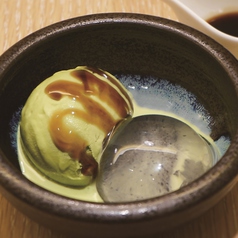 水わらび餅と抹茶アイスクリーム