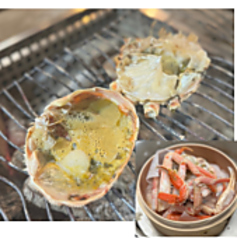 北海道直送蟹のせいろ蒸しの甲羅酒セット