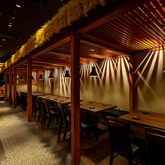 最大38名様までご着席可能なテーブル席個室。少人数での会社宴会や、ご友人との飲み会、女子会・ママ会、記念日のお祝いなど、様々なシーンでご利用いただけます。仕切りを入れて～4名様単位で区切るお席もご用意できますので、接待・会食などのビジネスシーンや、ご両家のお顔合わせにも最適です。