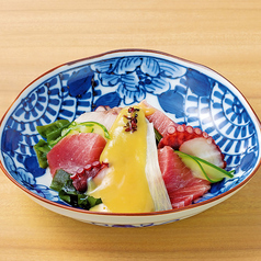 深谷ねぎと海鮮のからし酢味噌和え