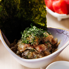 薬味たっぷりブリのなめろう　韓国海苔巻