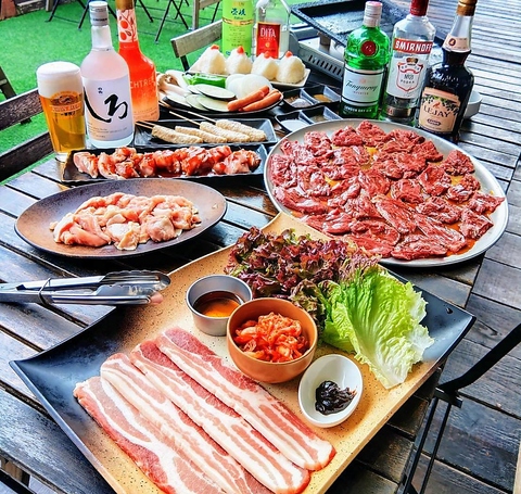 大人気BBQコース5500円【食材＋飲放２ｈ）　.席の滞在は３時間★