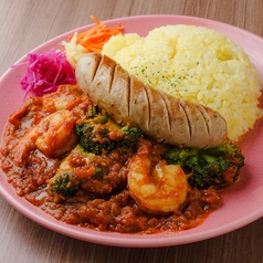 エビと野菜のトマトカレー＆生ソーセージ