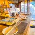 全9席ご用意しているカウンター席は一人飲みやデートにおすすめ！