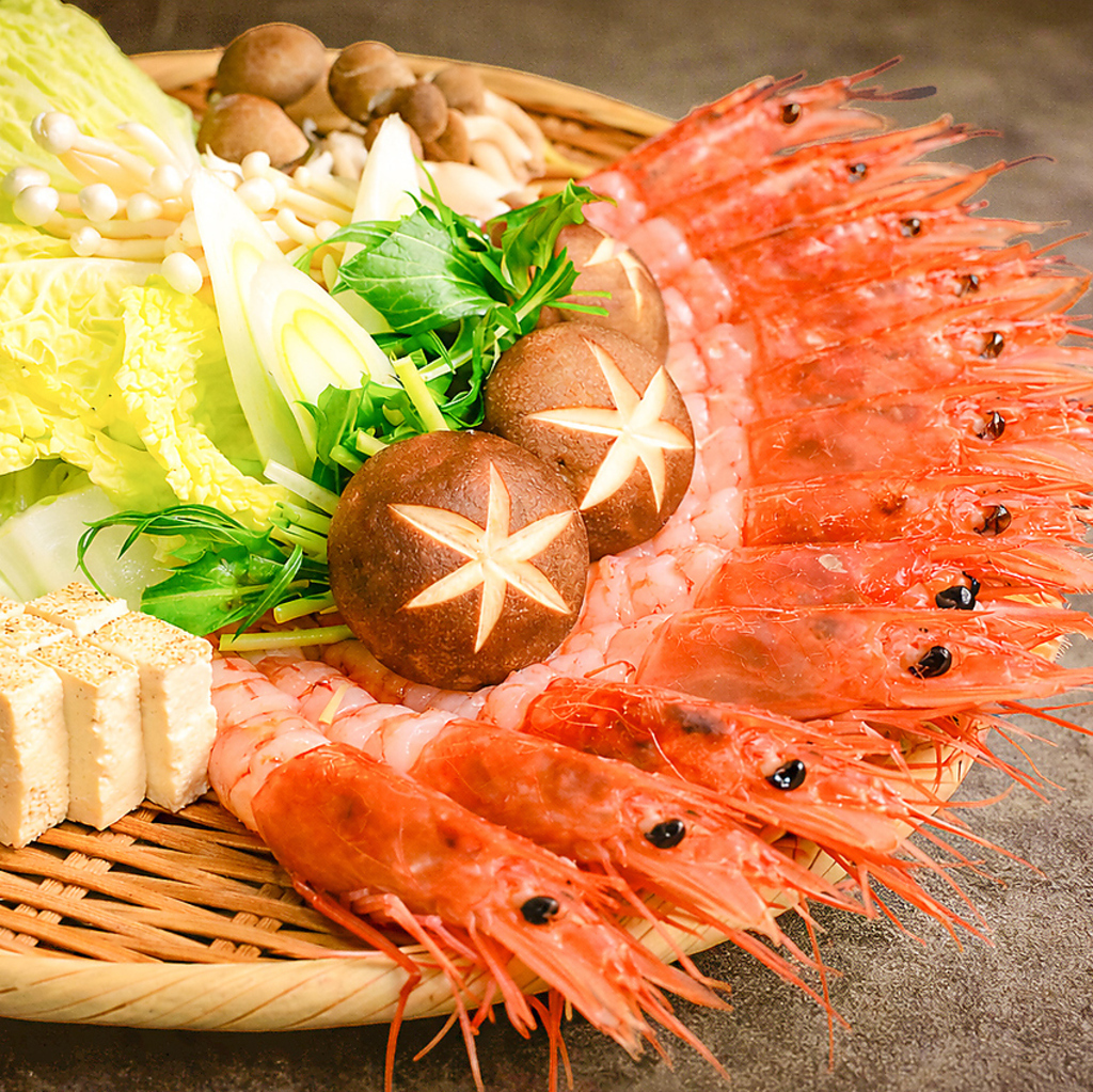 鍋人気NO1！プリップリのエビを使用したエビしゃぶ鍋！単品1680円（1人前）