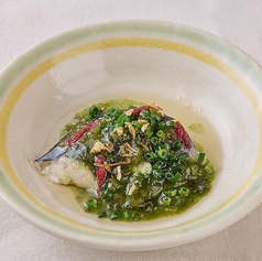 鰆の蒸し物　花にらソース　(１名様分)