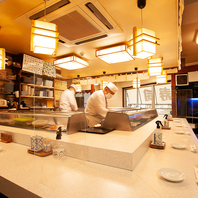 ライブ感のある寿司カウンター