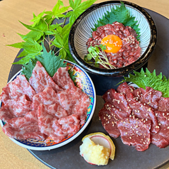 馬刺し３種盛り合わせ（赤身、ユッケ、霜降り）