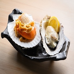 ホタテ貝と牡蠣の合盛り