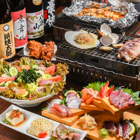 駅からのアクセス良好★産地直送食材を使ったコスパの良い浜焼きコースを堪能。