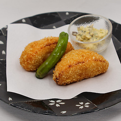 海老真丈パン粉揚げ 燻りがっこタルタル添え