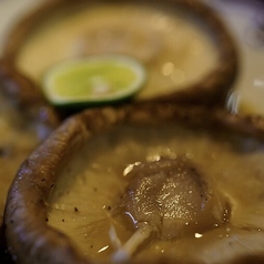 肉汁溢れてる。大きな椎茸酢橘。