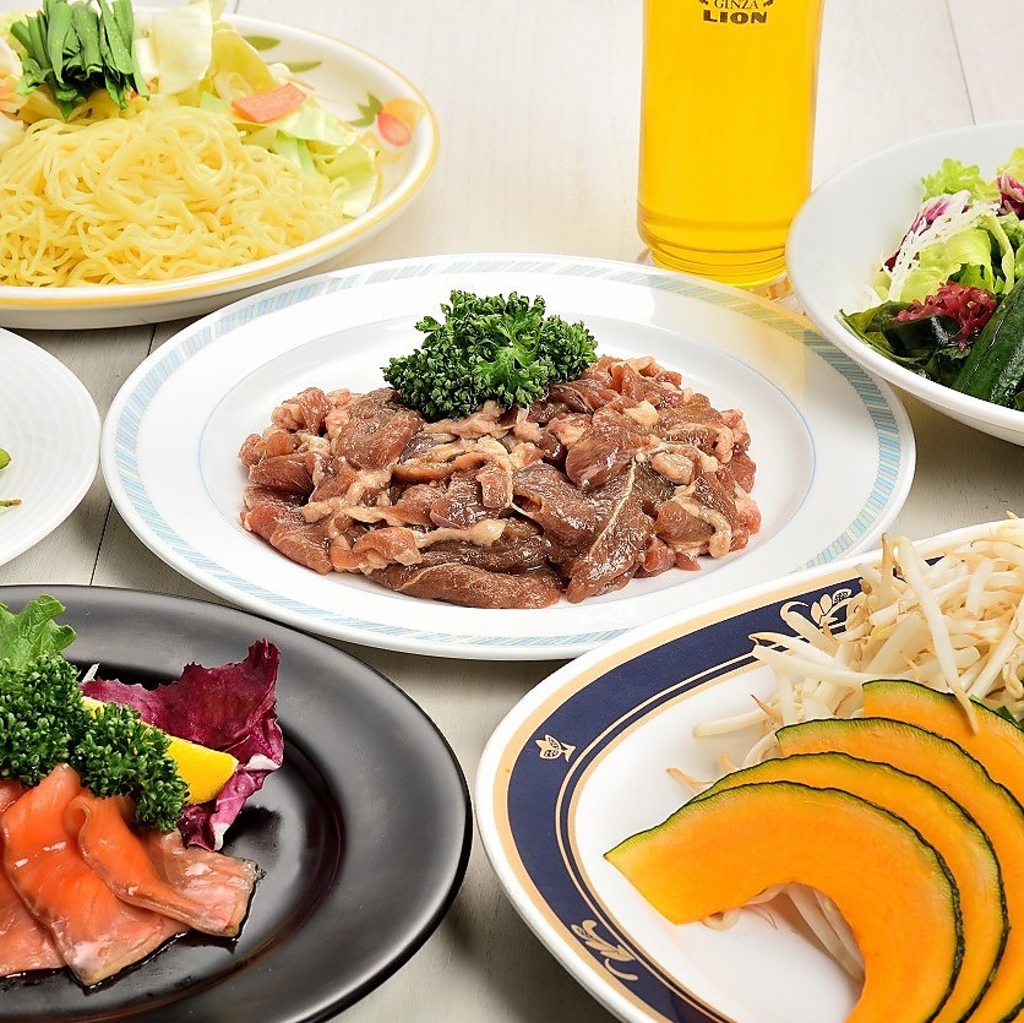 【カジュアルセット 味付けラム+前菜3品+〆の焼きそば 食べきりセット】90分飲み放題付き！