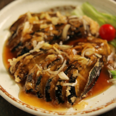 揚げ茄子のネギソース