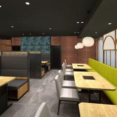 隣のお席と間仕切りのあるテーブル席。