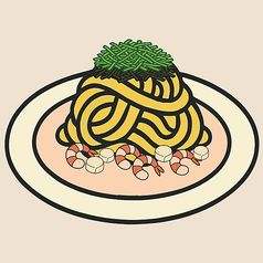 小海老とホタテの和風明太子パスタ