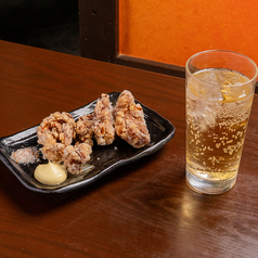 ハイボールと若鶏の唐揚げ
