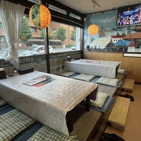 テーブル席に加え、お座敷席も◎貸切での利用も可能！