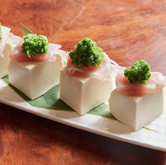 塩豆腐の生ハムのせ～菜の花ソース～