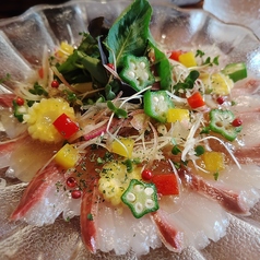 かんぱちの夏野菜カルパッチョ～土佐酢ジュレ掛け～