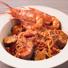 海老みそ香る赤海老とナスの　アラビアータ