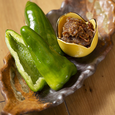 バリバリピーマンと牛しぐれ