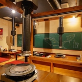 各テーブルにコンロ、換気システム完備