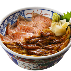 サーモンと穴子の炙り丼