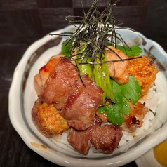 炭炉の丼ぶり(日南どり/つくね/牛中落ち)