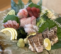 毎朝、大阪の木津市場から仕入れる新鮮な鮮魚を堪能。