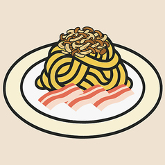 きのことベーコンのクリームソース