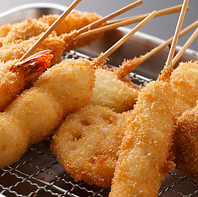 注文ごとに揚げる！外はサクッと中は熱々な名物串カツ◎