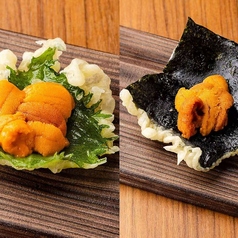 大葉ウニ・海苔ウニ天ぷら(各1個)