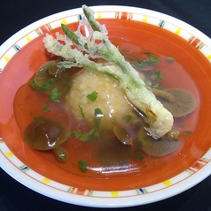 里芋の揚げ饅頭 なめこ 春菊 あさつき 銀餡