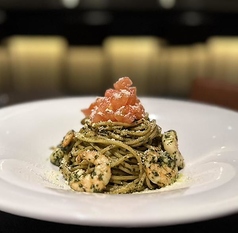 大分産 有機バジルと小エビのジェノベーゼ「タリオリーニ」