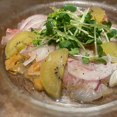 本日の白身魚のカルパッチョ~味噌×ガリ~