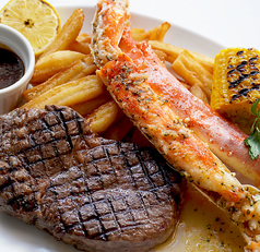 サーフ&ターフ！焼きたらば蟹とUSプライムビーフの写真