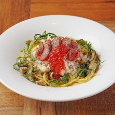 炙り明太子と3種きのこの和風おろしパスタ