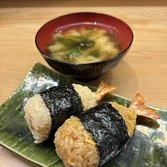 天むす(1貫)と味噌汁