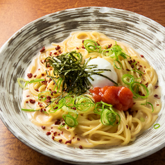 明太クリームパスタ　温玉のせ