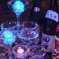 光る！贅沢な日本酒タワーあり！純米,純米吟醸,大吟醸…