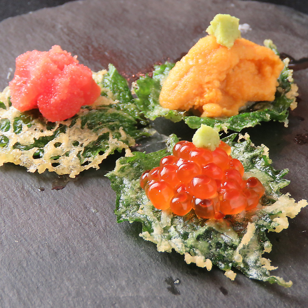 インスタ映えにもなる3種の天ぷら大好評いただいております！！