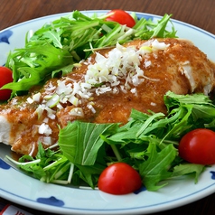 蒸し鶏と京野菜の金ゴマソース