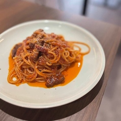 ベーコンと揚げ茄子のトマトパスタ