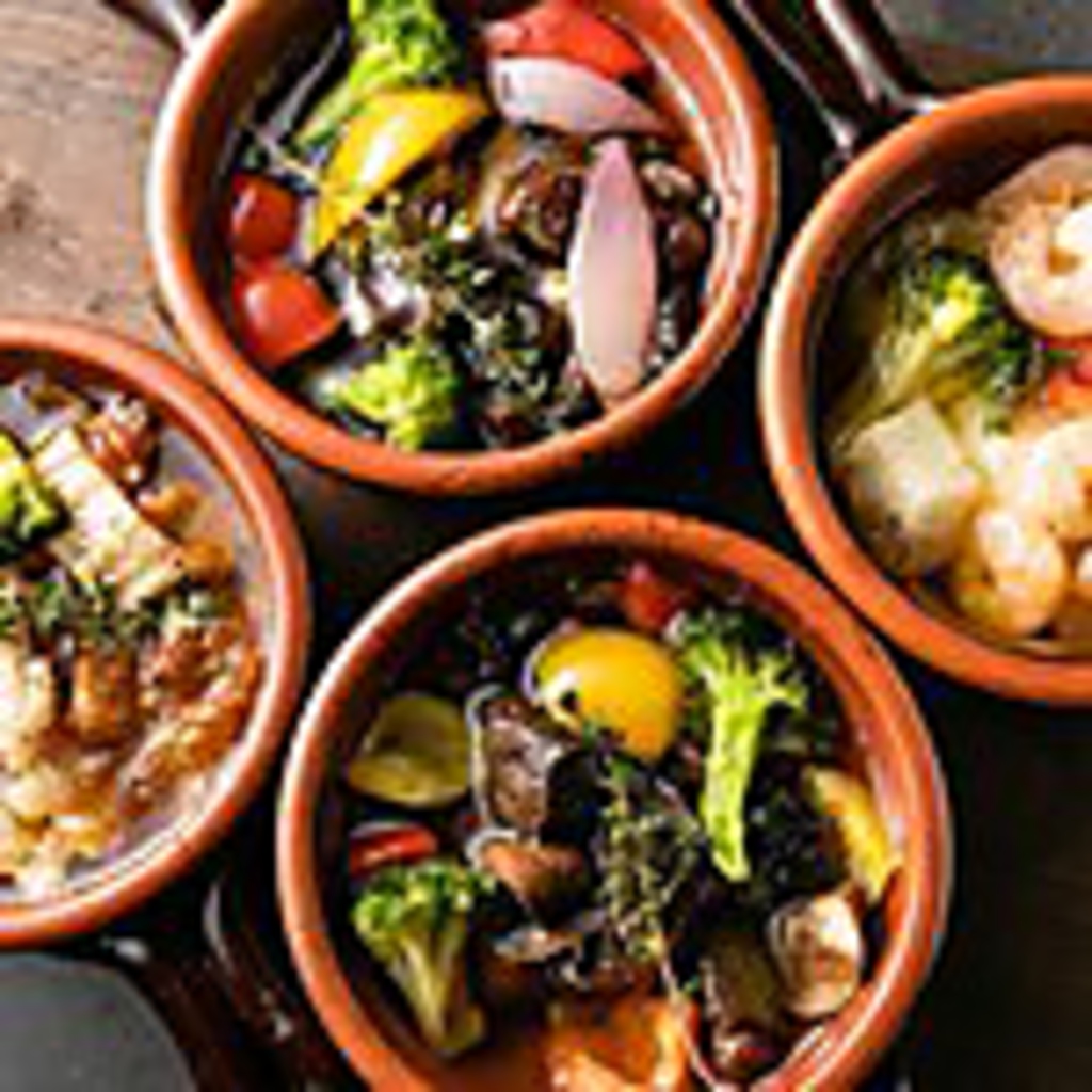 アヒージョも揃ってます♪中にはエビとおもちなど変わり種も！熱々のうちにバゲットと一緒にどうぞ◎