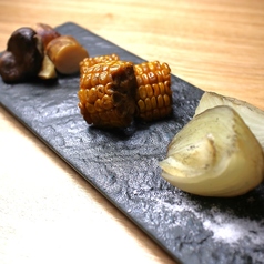 野菜の藁焼き3種盛り