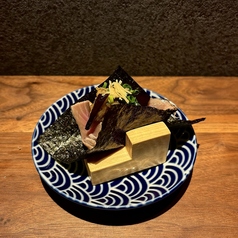 本鰹の炭炙りと茄子