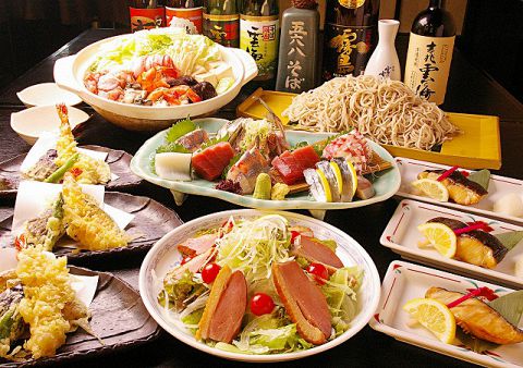 自家製そばと旬の料理で楽しいご宴会を！コースは〆のそば食べ放題。